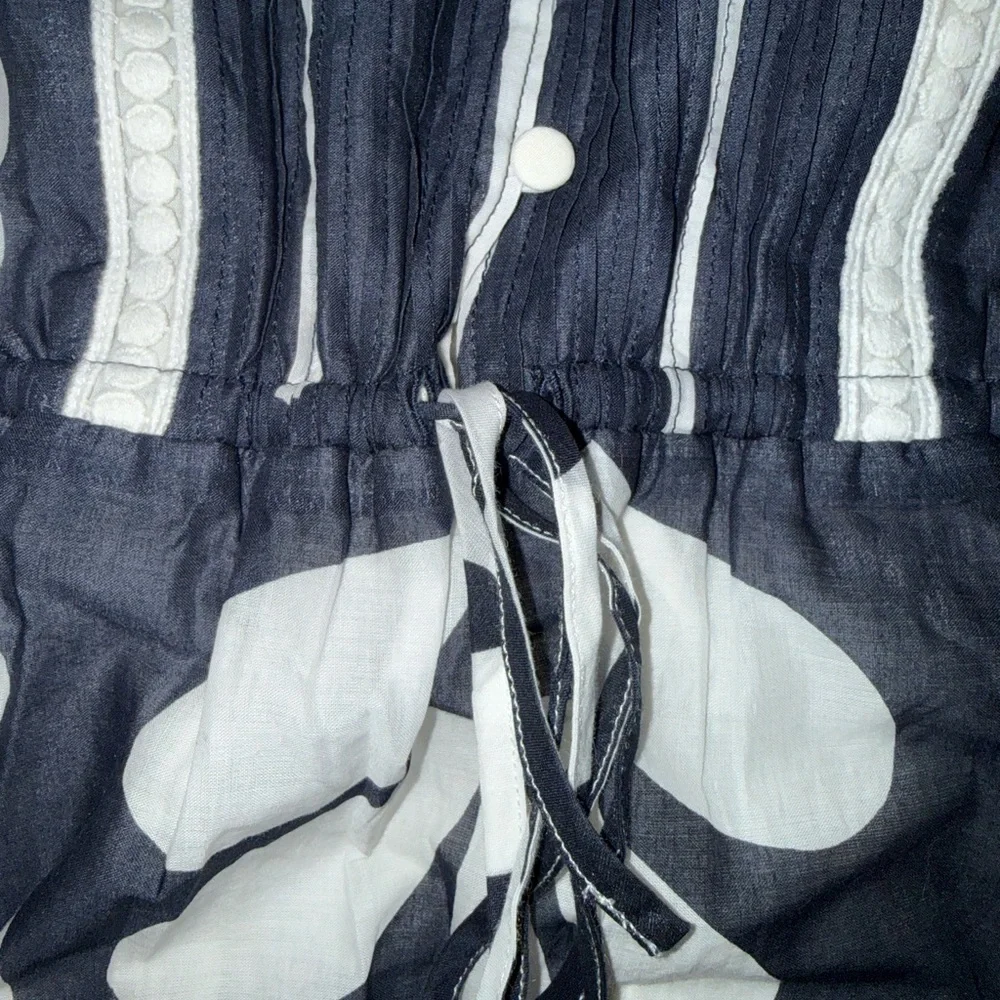 POINT SUR J CREW RATTI PRINT TIER RUFFLED NAVY & WHITE MAXI DRESS NEW WITH TAGS - Picture 11 of 14